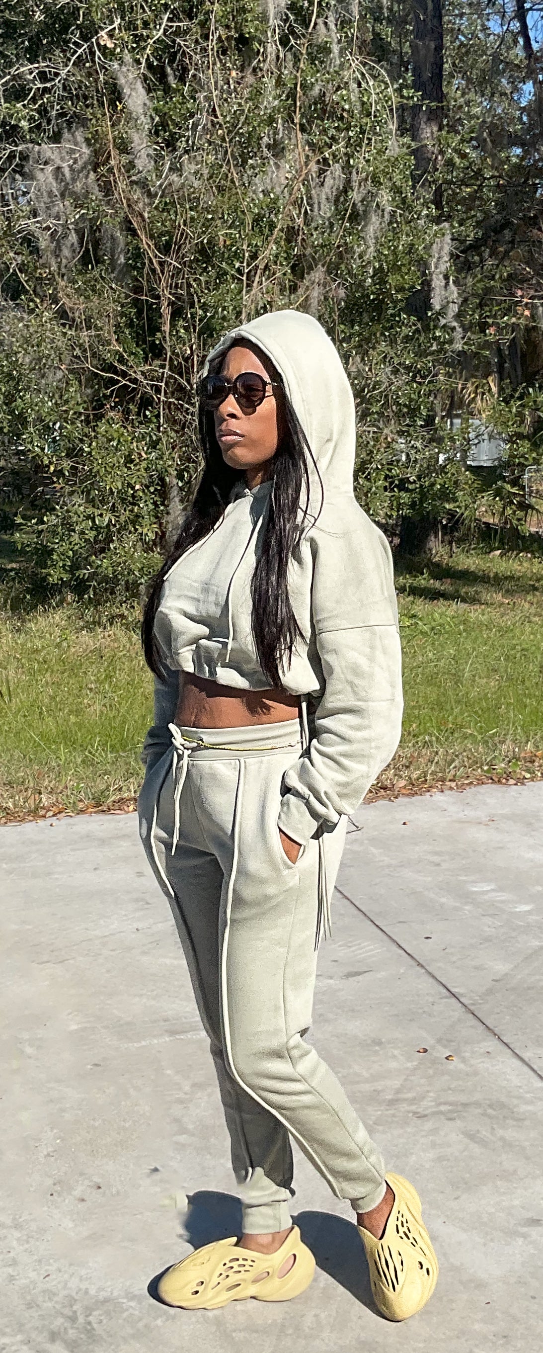 Cropped Hoodie Jogger Set